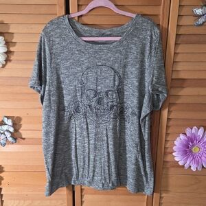 Torrid Gray Skull Graphic Short Sleeve Tee